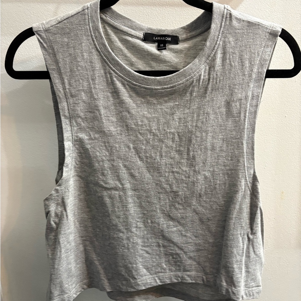 Lamarque Gray Muscle Tee Crop Sleeveless Tank Top